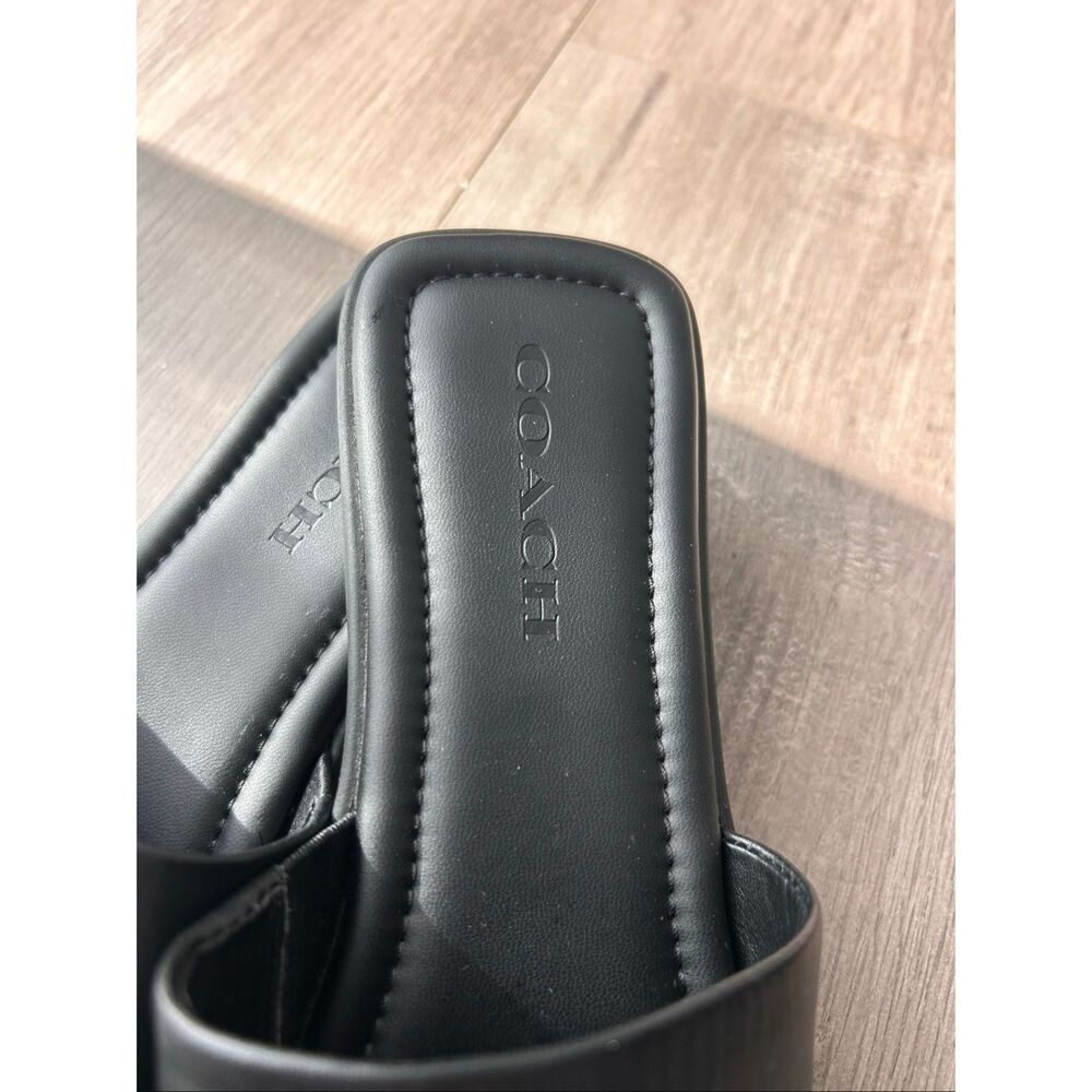 Coach Women Fiona Signature Coach Logo Leather Sandal Slide Sz 7 - Picture 2 of 7